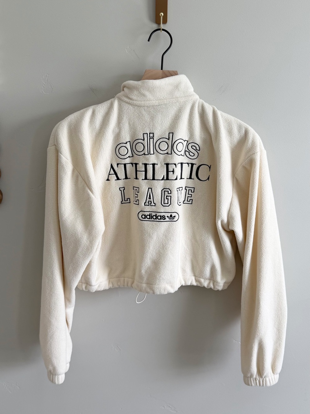 Adidas Retro Luxury 1/4 Zip Cropped Sweater in Cream - Picture 7 of 9